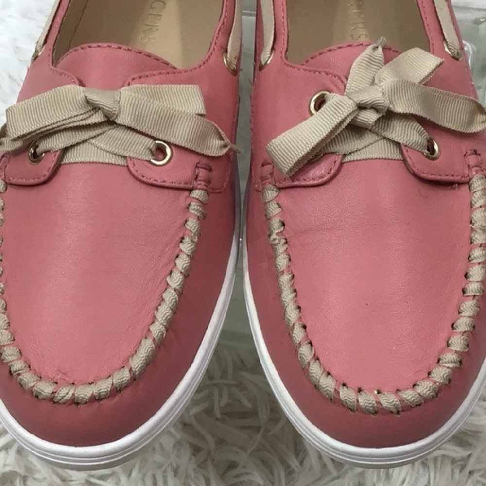 Jack Rogers Bonnie Weekend Loafer Flats Pink Leather Bow Boat Shoes Women’s 7.5 - Picture 7 of 12